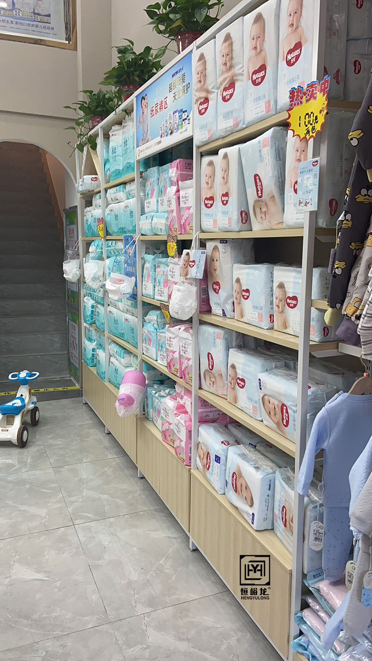 母婴纸尿裤边柜展示货架